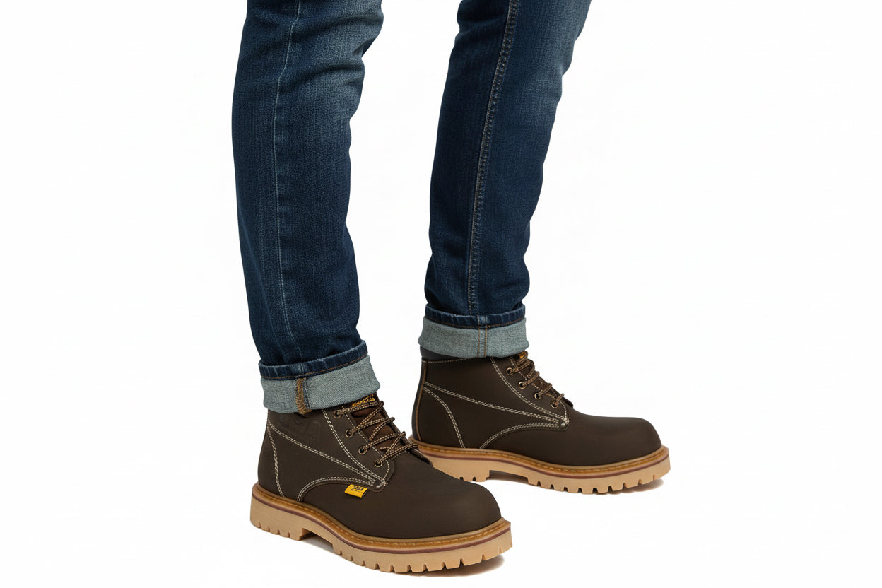 Bota Nobuck/Café con Casco de Acero 