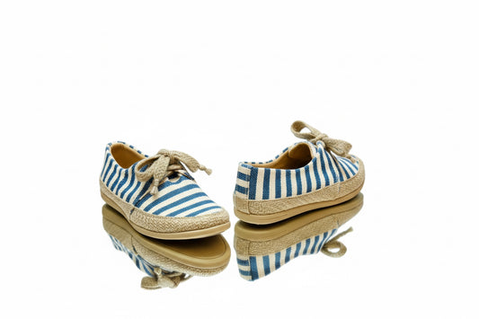 Flats con agujetas Rayado Azul Medio