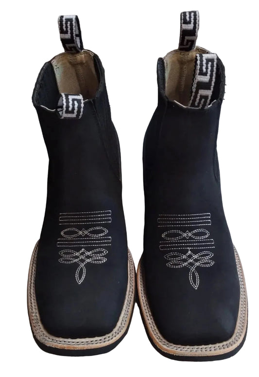 Botín Negro de Piel de Res