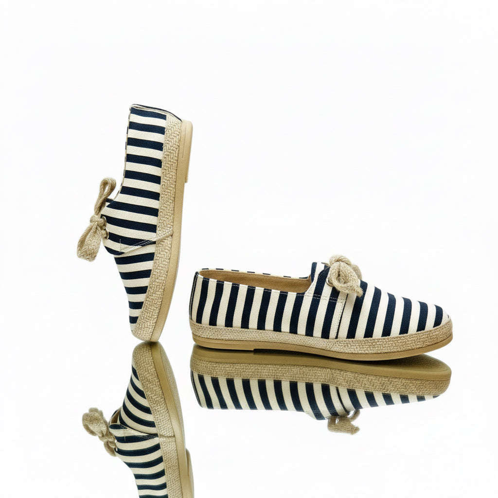 Flats con agujetas Rayado Marino