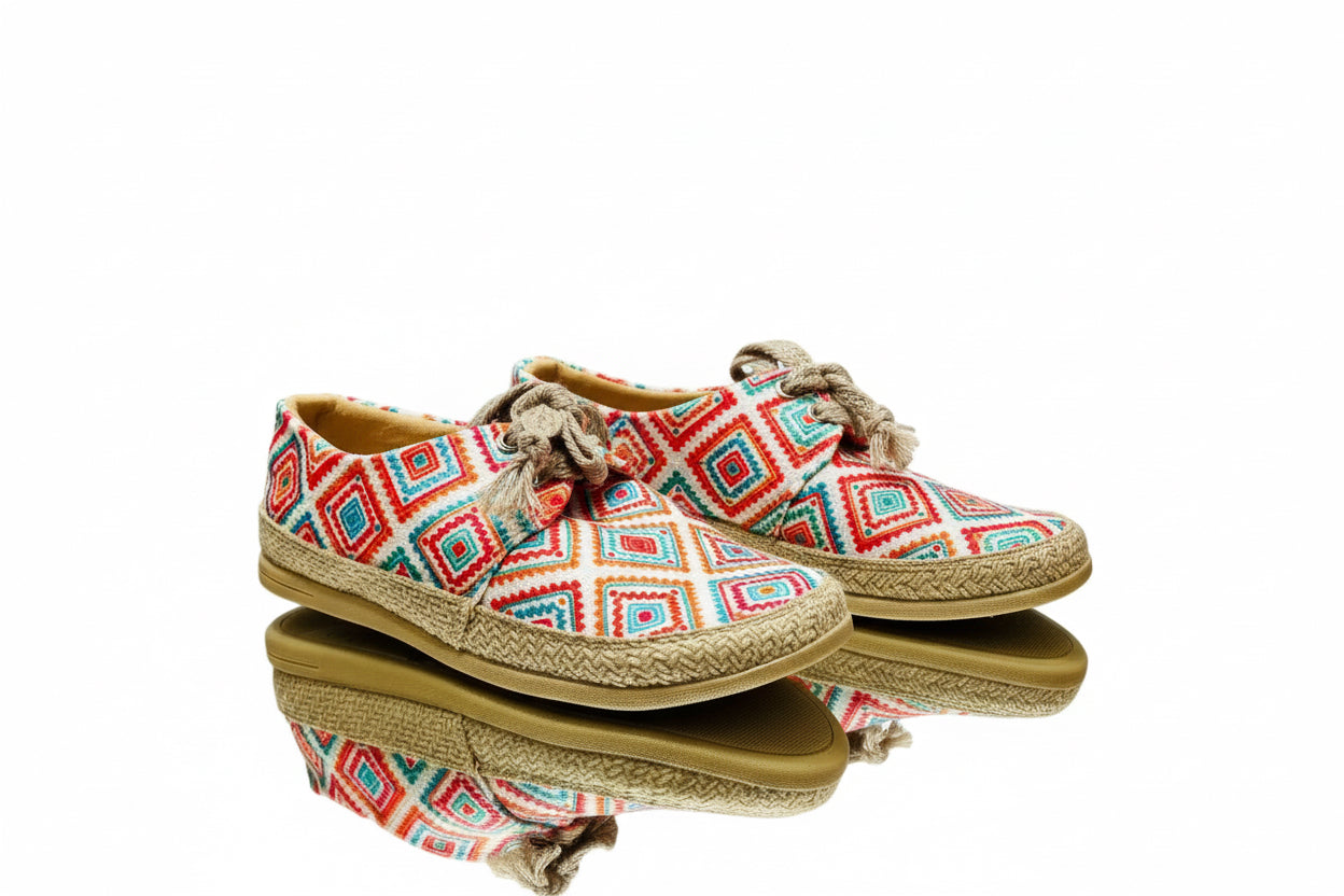 Flats con agujetas Rombos Multicolor